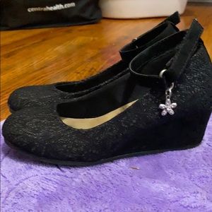 Jelly pop girls wedge heels- black